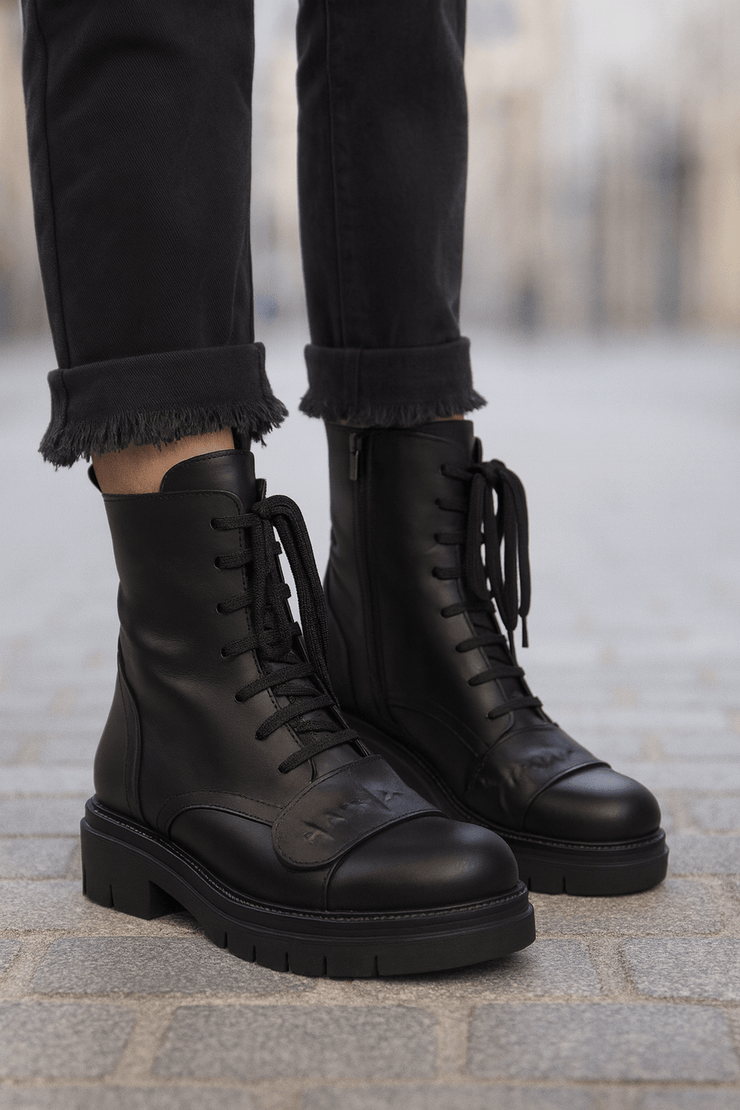 Ghete Casual Dama din Piele Negre cu Accesoriu - FATEGhete damaBigiottos Shoes