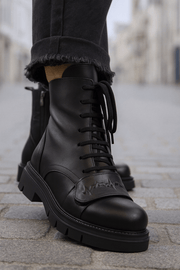 Ghete Casual Dama din Piele Negre cu Accesoriu - FATEGhete damaBigiottos Shoes