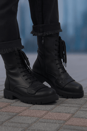 Ghete Casual Dama din Piele Negre cu Accesoriu - FATEGhete damaBigiottos Shoes