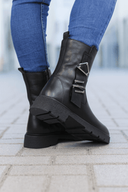 Ghete Casual Dama din Piele Negre cu Accesoriu - VIXYGhete damaBigiottos Shoes