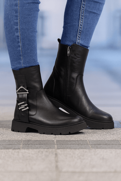 Ghete Casual Dama din Piele Negre cu Accesoriu - VIXYGhete damaBigiottos Shoes