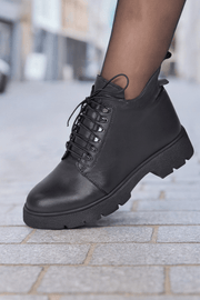Ghete Casual Dama din Piele Negre cu Capse - PIAGhete damaBigiottos Shoes