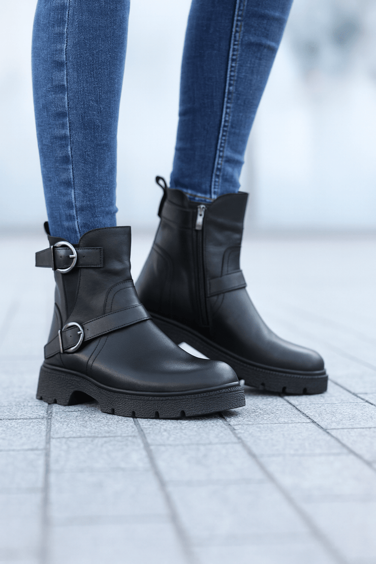 Ghete Casual Dama din Piele Negre cu Catarame - VICAGhete damaBigiottos Shoes