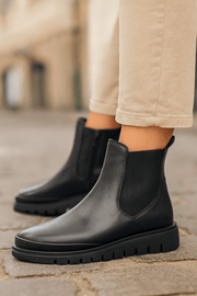 Ghete Casual Dama din Piele Negre cu Elastic si Fermoar - YPGhete damaBigiottos Shoes