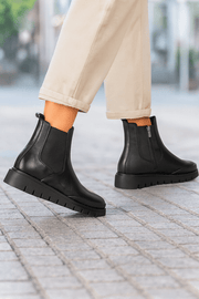 Ghete Casual Dama din Piele Negre cu Elastic si Fermoar - YPGhete damaBigiottos Shoes