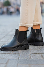 Ghete Casual Dama din Piele Negre cu Elastic si Fermoar - YPGhete damaBigiottos Shoes