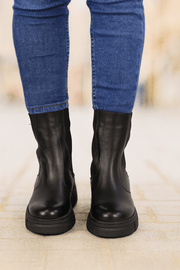 Ghete Casual Dama din Piele Negre cu Elastic - WYTGhete damaBigiottos Shoes