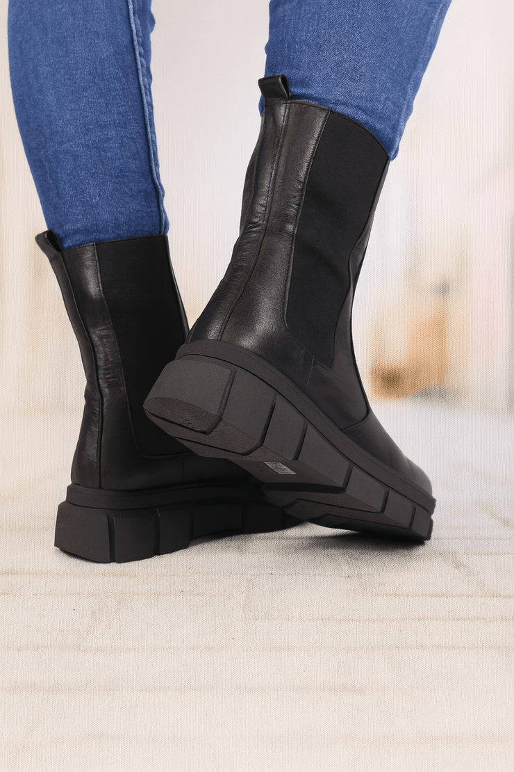 Ghete Casual Dama din Piele Negre cu Elastic - WYTGhete damaBigiottos Shoes