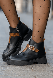 Ghete Casual Dama din Piele Negre cu Imprimeu - DINAGhete damaBigiottos Shoes