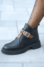 Ghete Casual Dama din Piele Negre cu Imprimeu - DINAGhete damaBigiottos Shoes