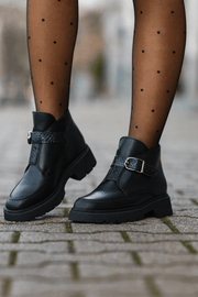 Ghete Casual Dama din Piele Negre cu Imprimeu - DIZAGhete damaBigiottos Shoes