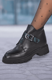 Ghete Casual Dama din Piele Negre cu Imprimeu - DIZAGhete damaBigiottos Shoes