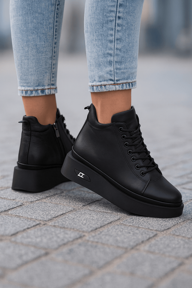 Ghete Casual Dama din Piele Negre - RIAGhete damaBigiottos Shoes