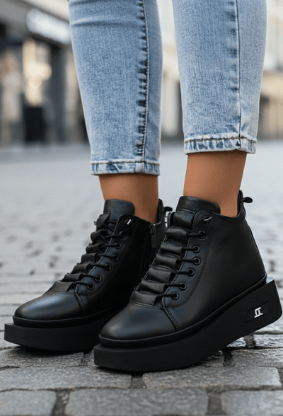 Ghete Casual Dama din Piele Negre - RIAGhete damaBigiottos Shoes