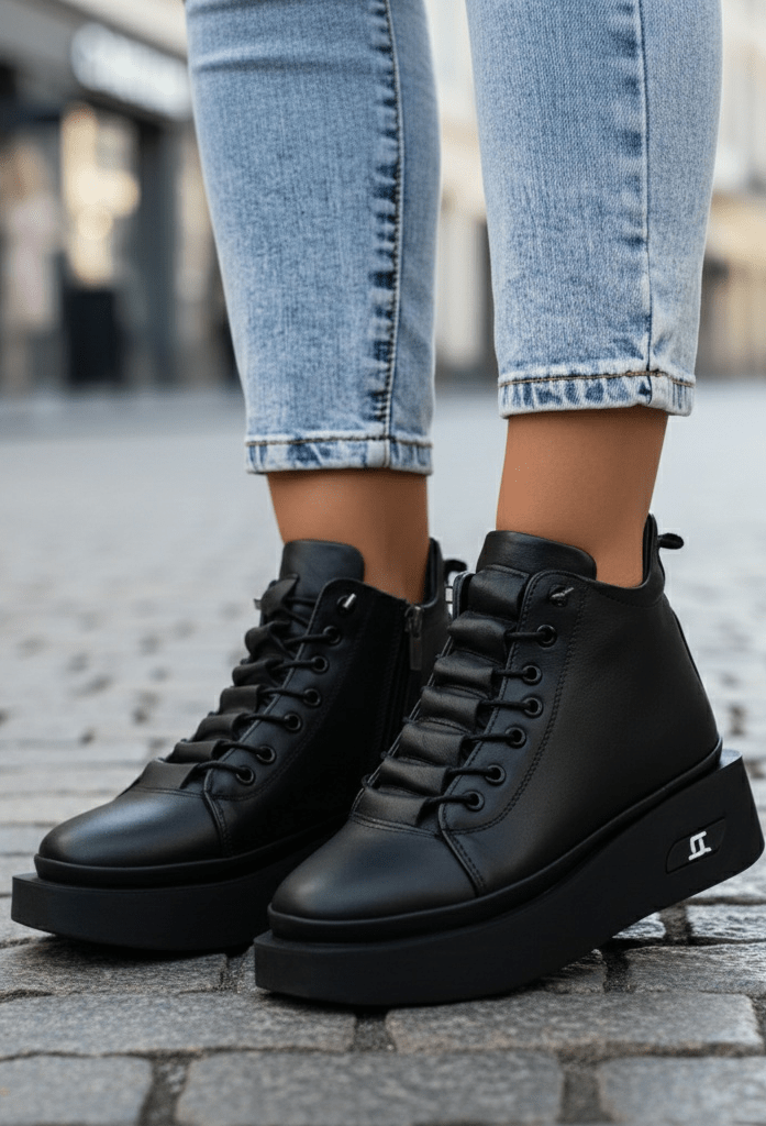 Ghete Casual Dama din Piele Negre - RIAGhete damaBigiottos Shoes