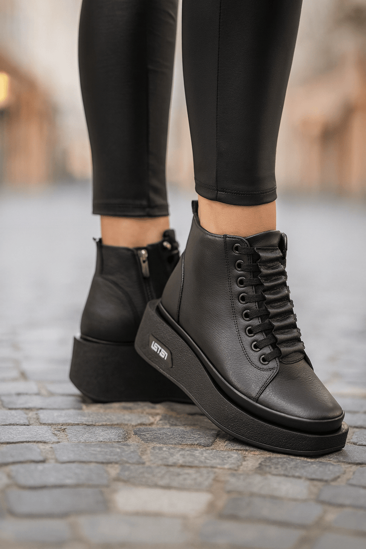Ghete Casual Dama din Piele Negre - RINAGhete damaBigiottos Shoes