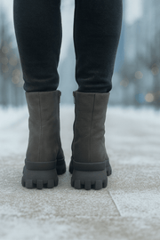 Ghete Casual Dama din Piele Nubuk Gri cu Fermoar - ZYGhete damaBigiottos Shoes