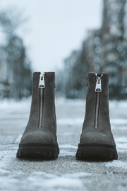 Ghete Casual Dama din Piele Nubuk Gri cu Fermoar - ZYGhete damaBigiottos Shoes