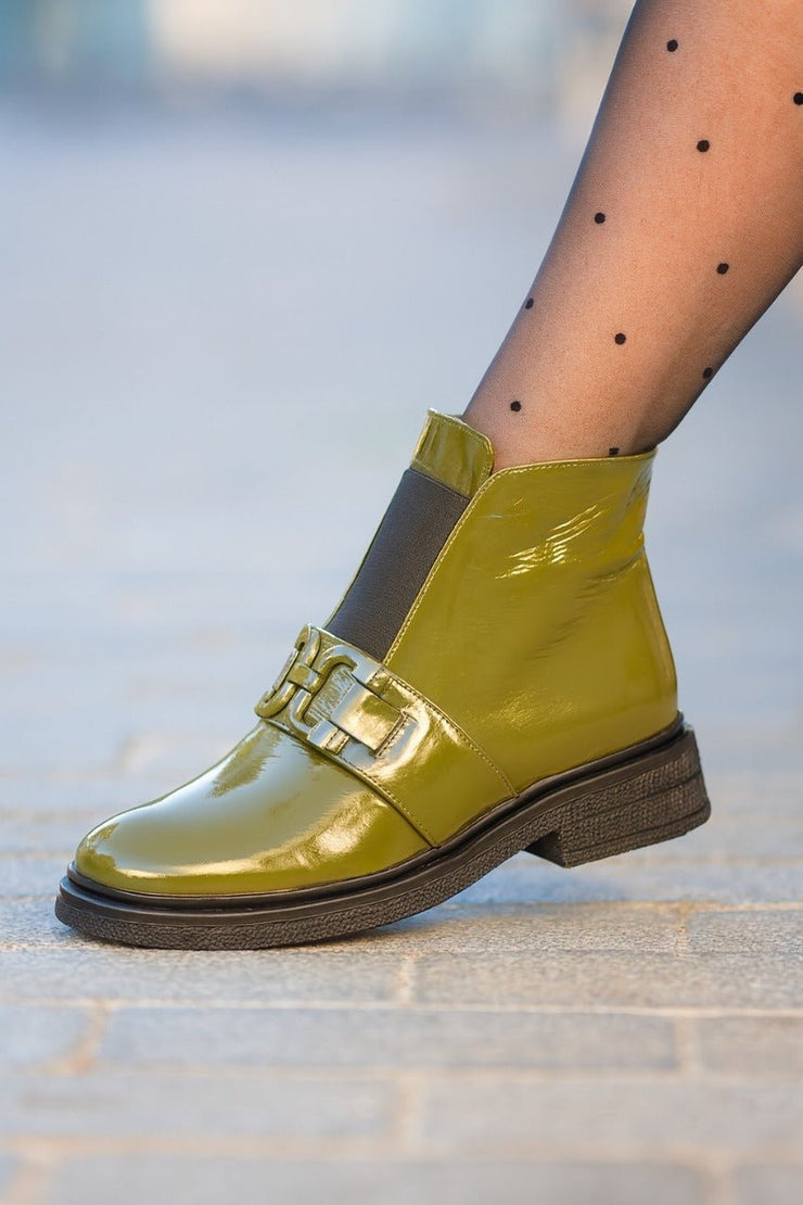 Ghete Casual Dama din Piele Olive cu Accesoriu - EPPOGhete damaBigiottos Shoes