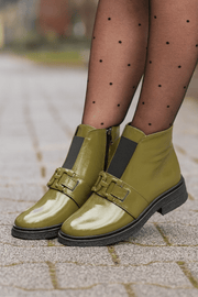 Ghete Casual Dama din Piele Olive cu Accesoriu - EPPOGhete damaBigiottos Shoes