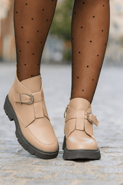 Ghete Casual Dama din Piele Taupe cu Catarama - DIMEGhete damaBigiottos Shoes