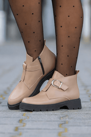 Ghete Casual Dama din Piele Taupe cu Catarama - DIMEGhete damaBigiottos Shoes