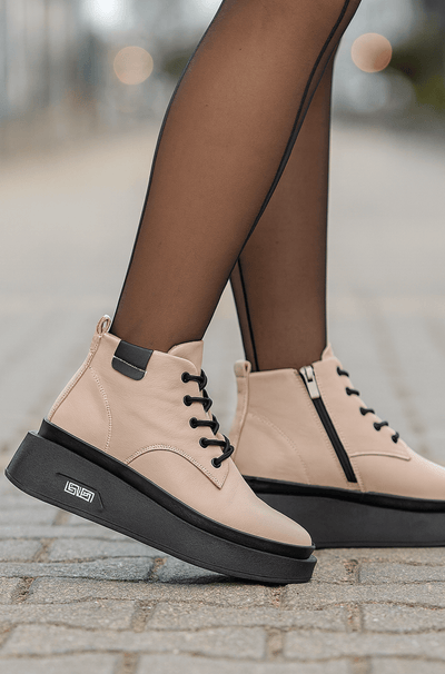 Ghete Casual Dama din Piele Taupe - HENGhete damaBigiottos Shoes
