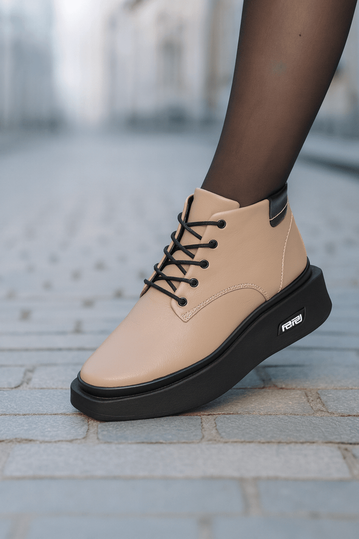 Ghete Casual Dama din Piele Taupe - HENGhete damaBigiottos Shoes