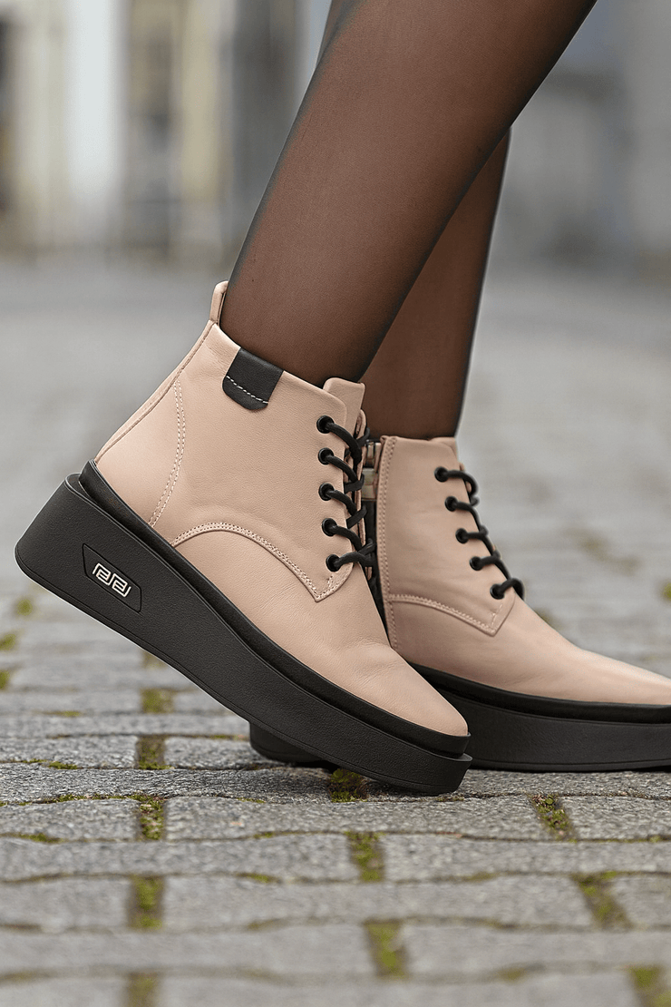 Ghete Casual Dama din Piele Taupe - HENGhete damaBigiottos Shoes