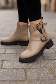 Ghete Casual Dama din Piele Taupe - VICAGhete damaBigiottos Shoes