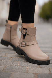 Ghete Casual Dama din Piele Taupe - VICAGhete damaBigiottos Shoes