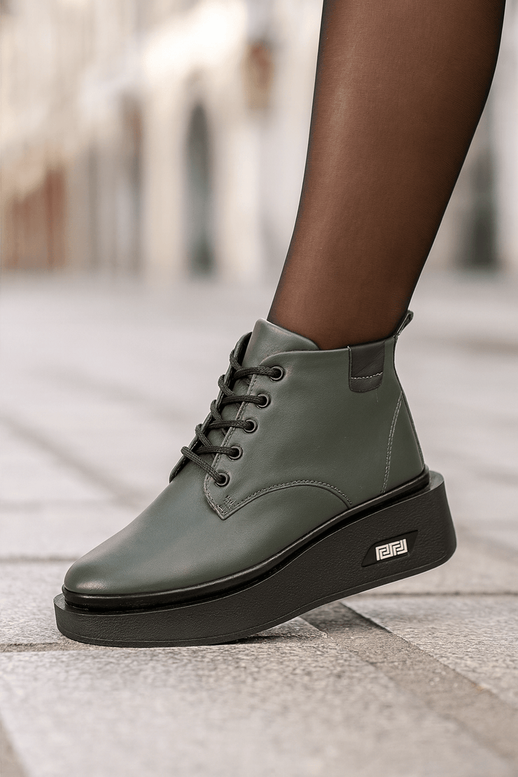Ghete Casual Dama din Piele Verde - HEZGhete damaBigiottos Shoes