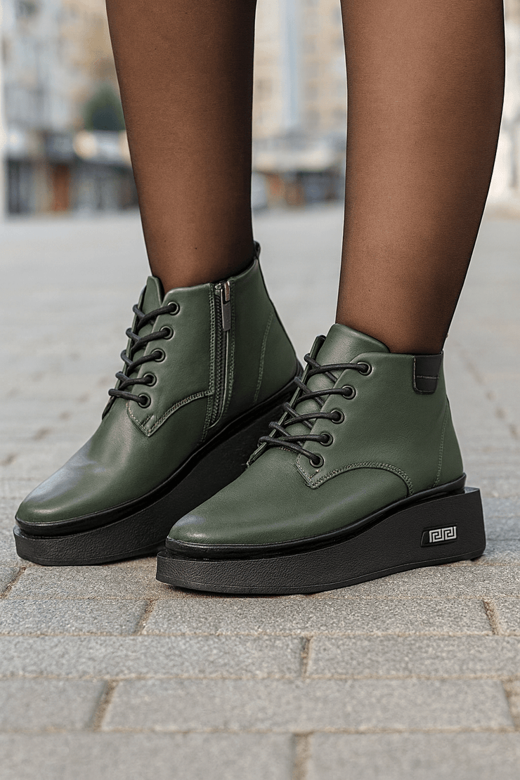 Ghete Casual Dama din Piele Verde - HEZGhete damaBigiottos Shoes