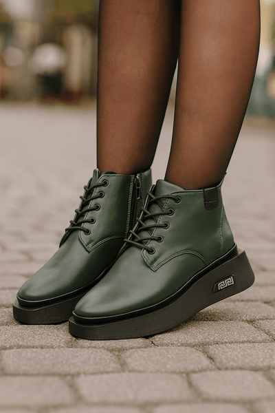 Ghete Casual Dama din Piele Verde - HEZGhete damaBigiottos Shoes