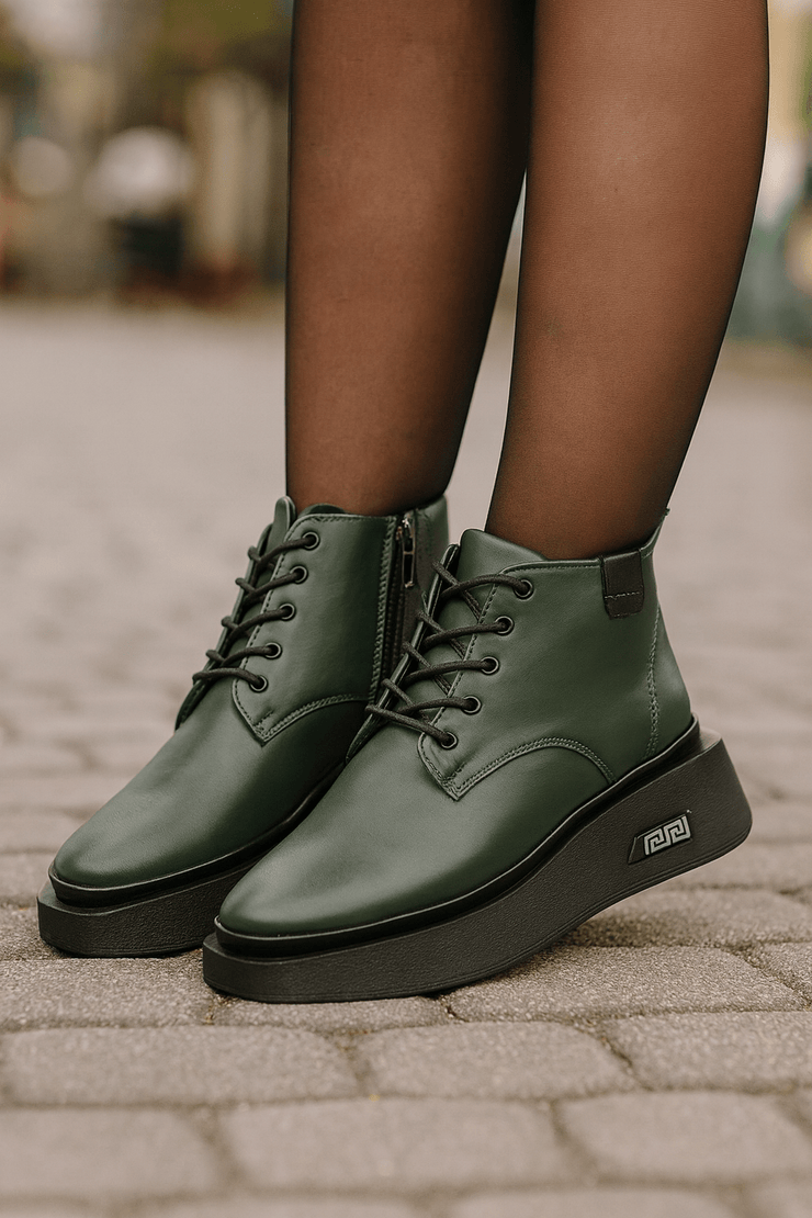Ghete Casual Dama din Piele Verde - HEZGhete damaBigiottos Shoes