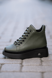 Ghete Casual Dama din Piele Verde - REAGhete damaBigiottos Shoes