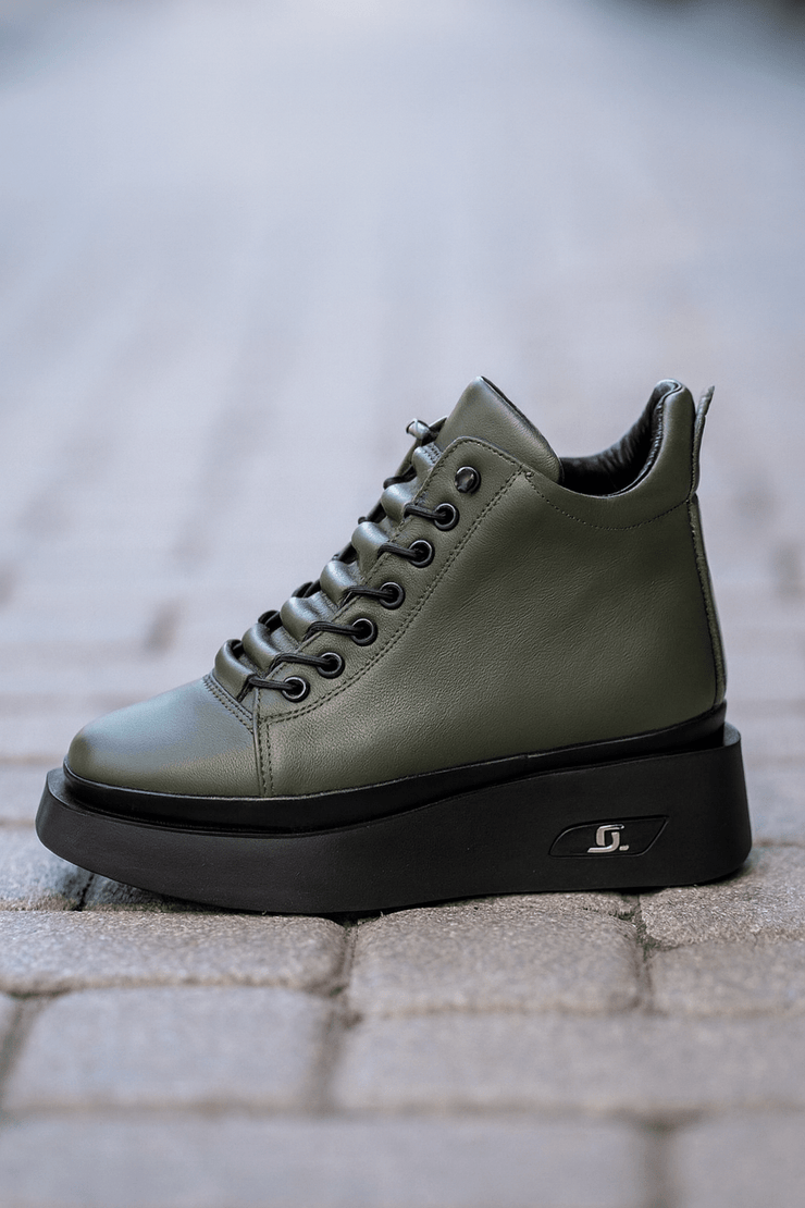 Ghete Casual Dama din Piele Verde - REAGhete damaBigiottos Shoes