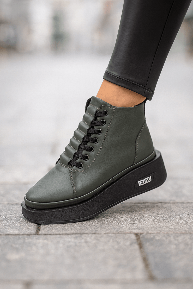 Ghete Casual Dama din Piele Verde - REAGhete damaBigiottos Shoes
