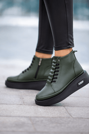 Ghete Casual Dama din Piele Verde - REAGhete damaBigiottos Shoes