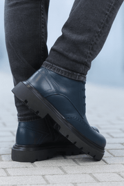 Ghete Casual de Barbati din Piele Albastru si Fermoar - MARLEGhete BarbatiBigiottos Shoes