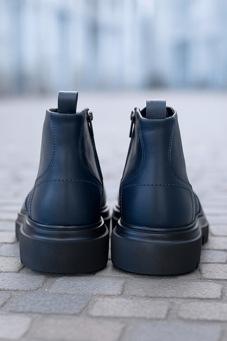 Ghete Casual de Barbati din Piele Albastru si Fermoar - MARLEGhete BarbatiBigiottos Shoes