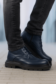 Ghete Casual de Barbati din Piele Albastru si Fermoar - MARLEGhete BarbatiBigiottos Shoes