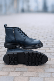 Ghete Casual de Barbati din Piele Albastru si Fermoar - MARLEGhete BarbatiBigiottos Shoes