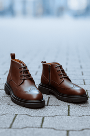 Ghete Casual de Barbati din Piele Maro si Fermoar - MARLYGhete BarbatiBigiottos Shoes