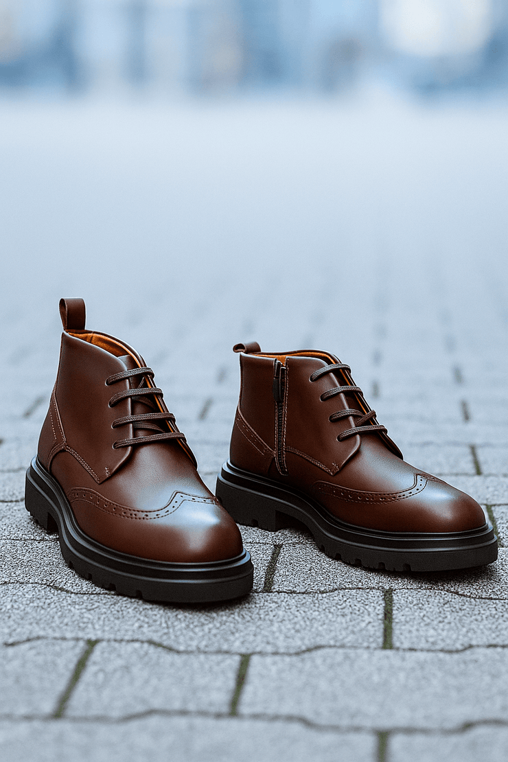 Ghete Casual de Barbati din Piele Maro si Fermoar - MARLYGhete BarbatiBigiottos Shoes