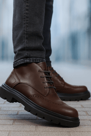 Ghete Casual de Barbati din Piele Maro si Fermoar - MARLYGhete BarbatiBigiottos Shoes