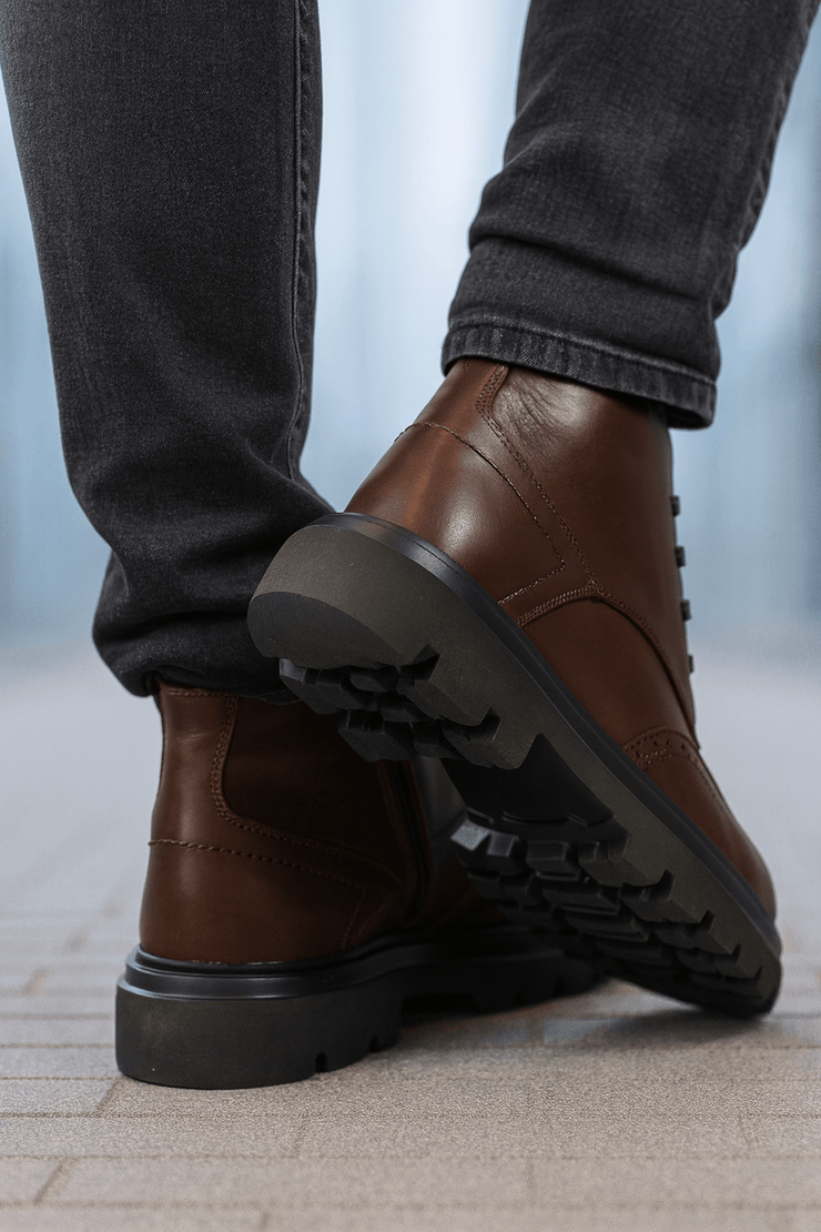 Ghete Casual de Barbati din Piele Maro si Fermoar - MARLYGhete BarbatiBigiottos Shoes