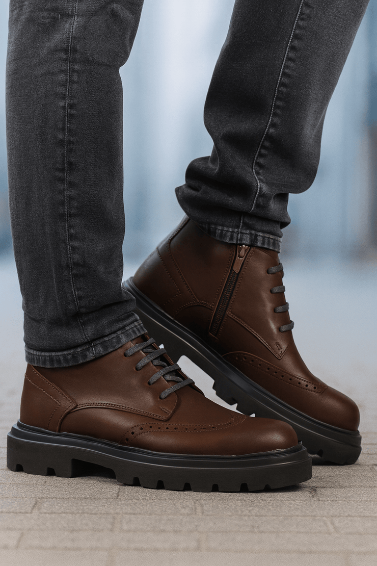 Ghete Casual de Barbati din Piele Maro si Fermoar - MARLYGhete BarbatiBigiottos Shoes