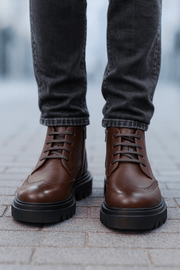 Ghete Casual de Barbati din Piele Maro si Fermoar - MARLYGhete BarbatiBigiottos Shoes