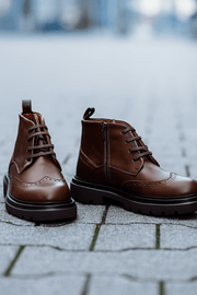 Ghete Casual de Barbati din Piele Maro si Fermoar - MARLYGhete BarbatiBigiottos Shoes